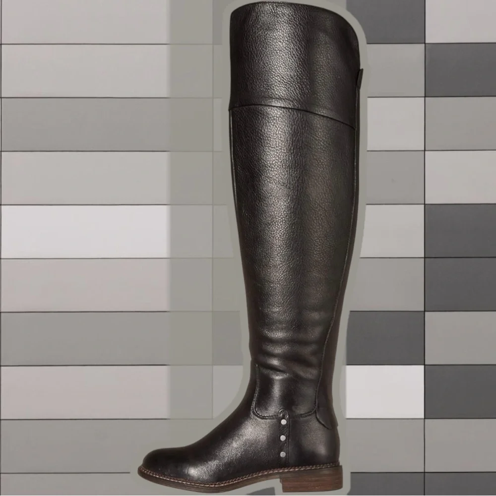 NWOT Franco Sarto ‘Haleen’ Black Genuine Leather Over-The-Knee Boots Size 5.5